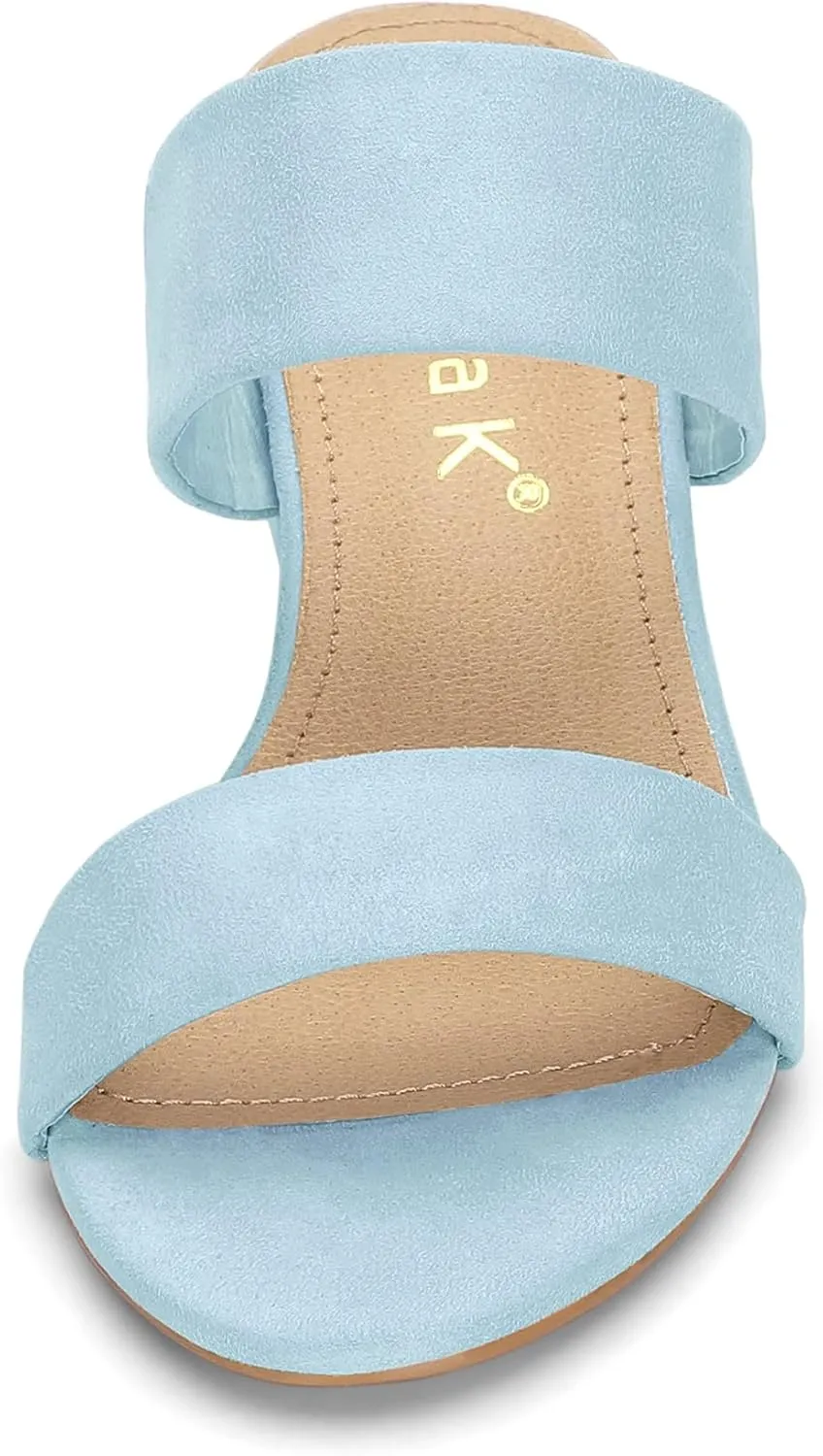Allegra K Women's Block Heel Dual Straps Slide Sandals