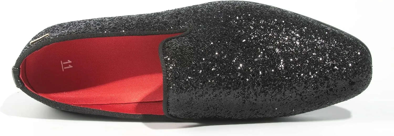ALLY UNION MAKE FORCE Mens Glitter Loafers Dress Slip on Party Wedding Penny Smoking Sparkly Shoes