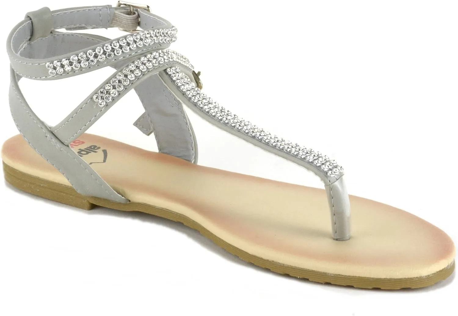 Alpine Swiss Womens Slingback T-Strap Rhinestone Ankle Strap Thong Sandals