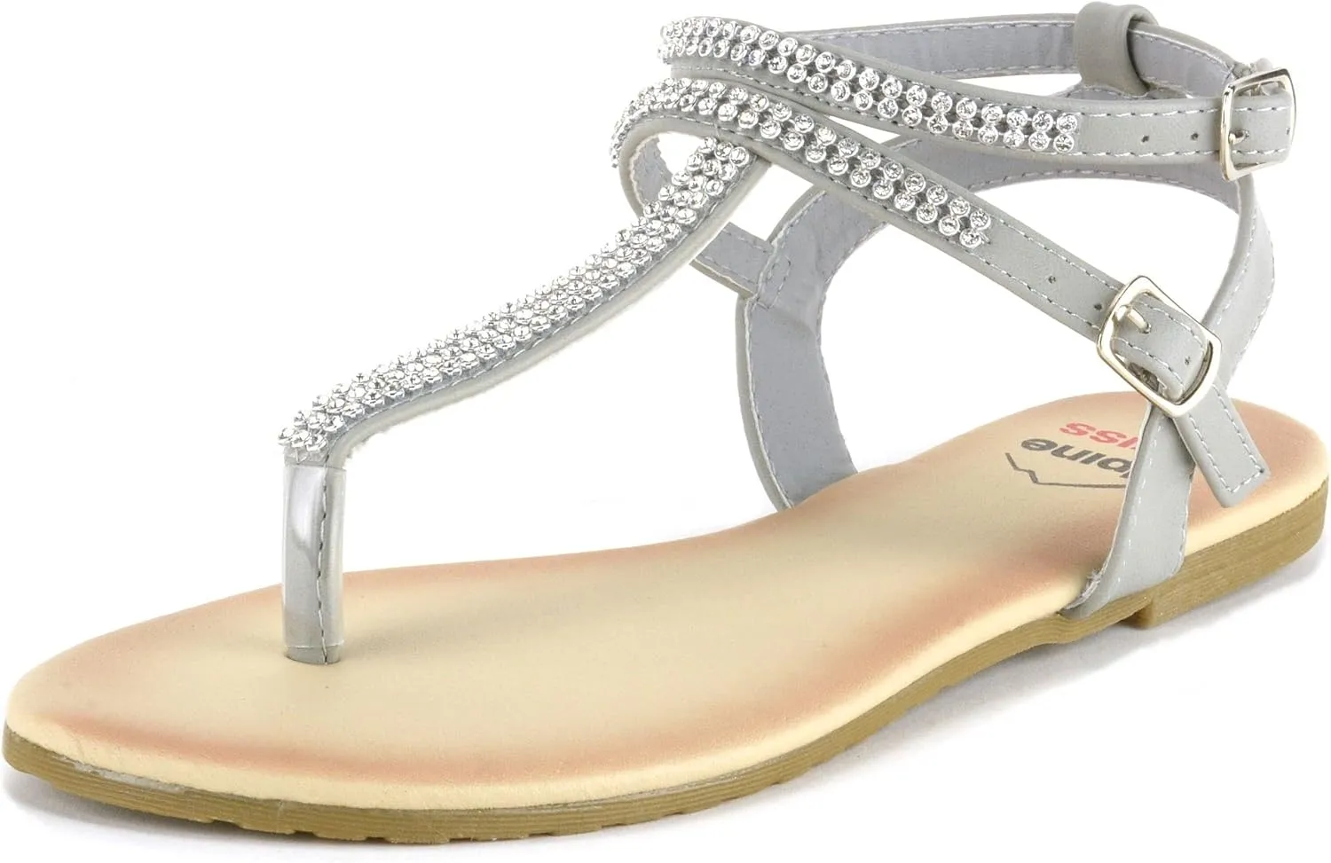 Alpine Swiss Womens Slingback T-Strap Rhinestone Ankle Strap Thong Sandals