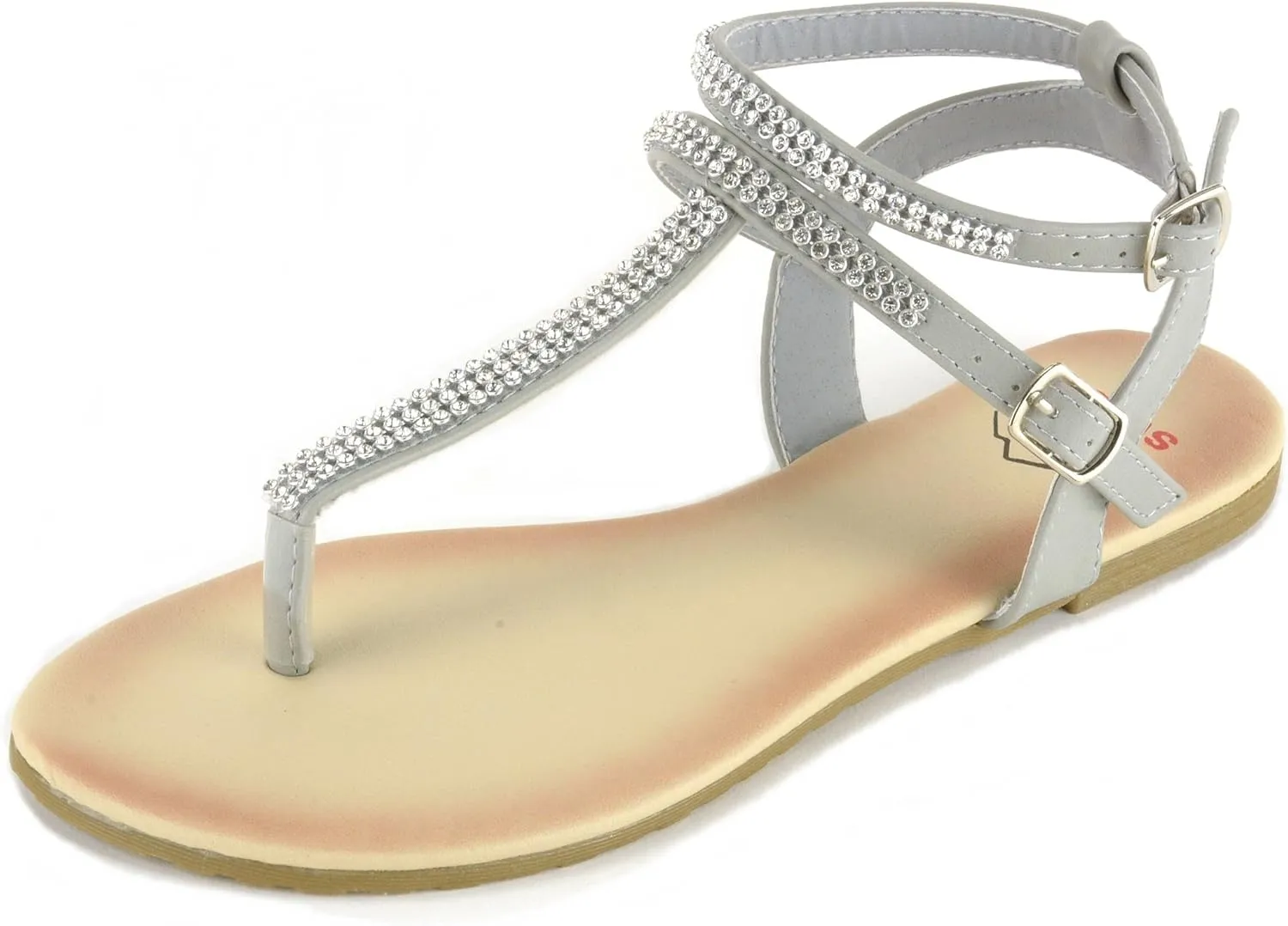 Alpine Swiss Womens Slingback T-Strap Rhinestone Ankle Strap Thong Sandals