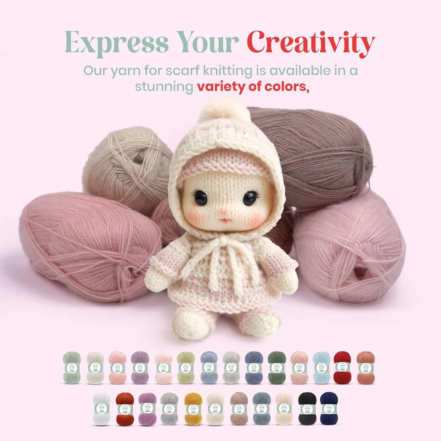 Angora Love (2-Skeins Pack Angora Yarn) 20% Wool 80% Acrylic Thread - Wool Yarn for Crocheting - Lace Weight Yarn #1 Fingering and Socks Yarn (2 x 3.52 oz) / (2 x 601 Yds) (10801 - Cream)