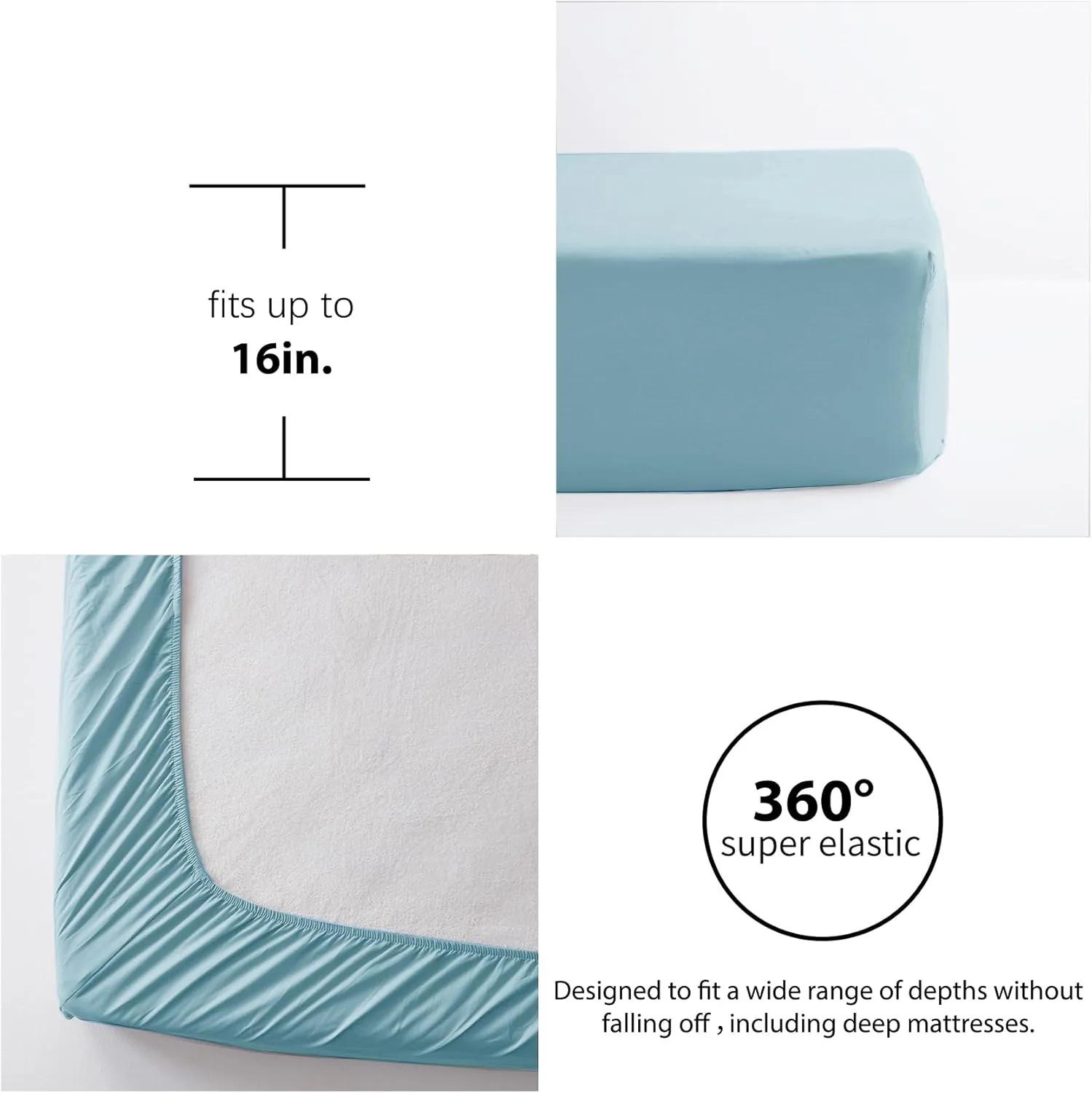 Anluoer Full Comforter Set 7 Piece, Blue Bed in a Bag with 2 Pillow Shams, 2 Pillowcases, 1 Flat Sheet, 1 Fitted Sheet - All Season Ruffle Shabby Chic Bedding Sets