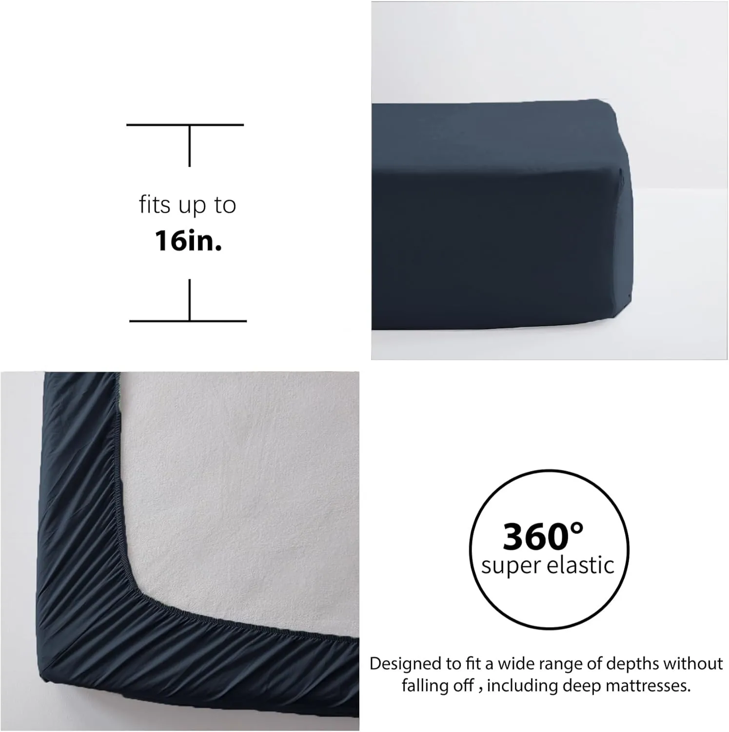 Anluoer Queen Comforter Set 7 Piece, Navy Blue Bed in a Bag with Sheets, All Season Ruffle Shabby Chic Bedding Sets with Comforter, Pillow Shams, Pillowcases, Flat Sheet, Fitted Sheet
