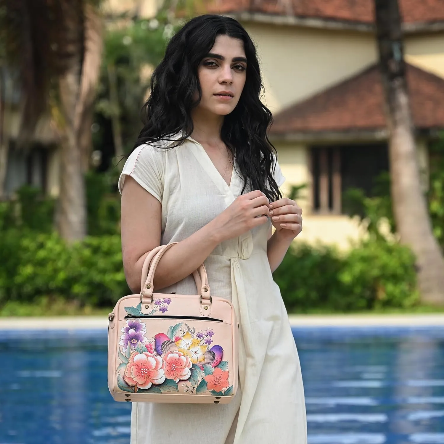 Anna by Anuschka Women’s Genuine Leather Medium Cross Body | Hand Painted Original Artwork | Chic & Stylish Organizer