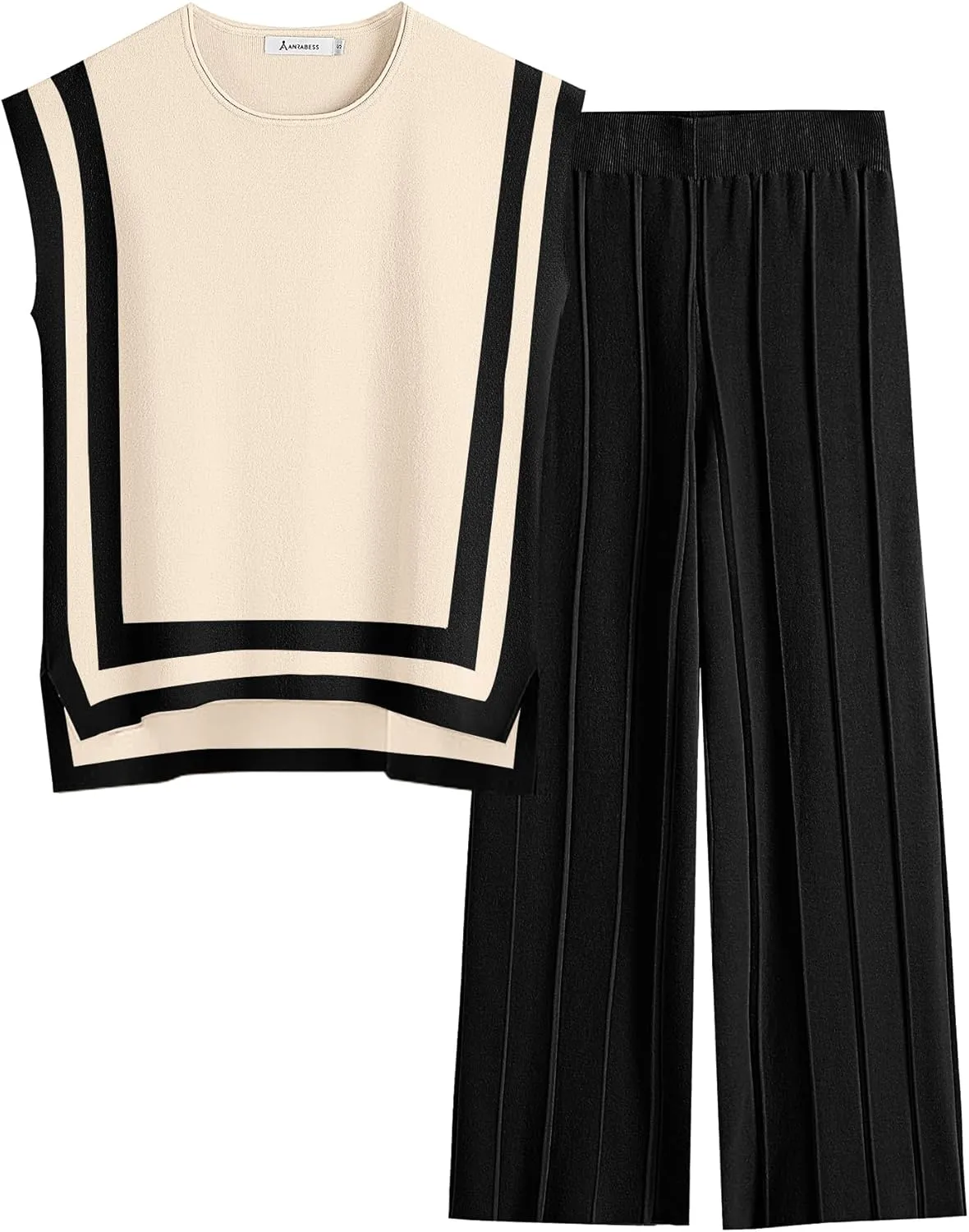 ANRABESS Women 2 Piece Lounge Sets Summer Casual Knit Sweater Vest Pant Set Beach Vacation Airport Outfits Clothes