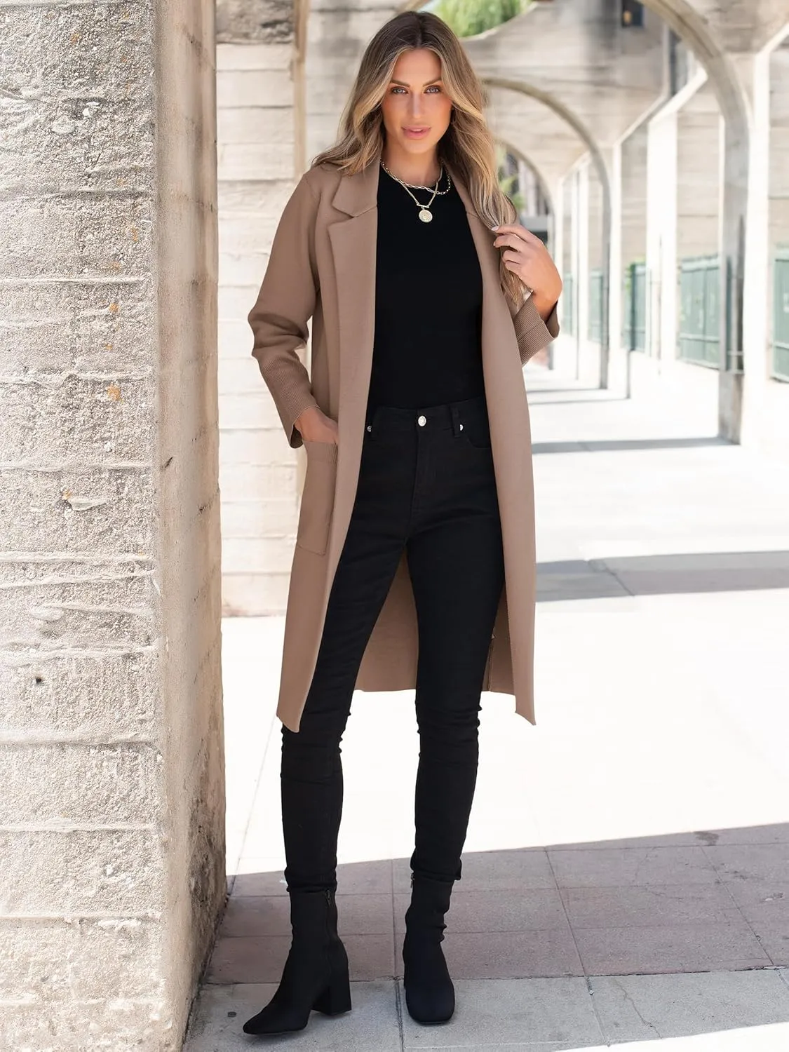 ANRABESS Women Cardigan Sweater Jackets Open Front Thick Knit Oversized Blazer Coatigan 2025 Fall Winter Long Coats Outwear