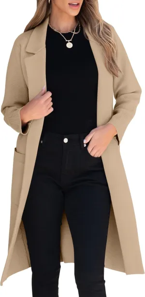 ANRABESS Women Cardigan Sweater Jackets Open Front Thick Knit Oversized Blazer Coatigan 2025 Fall Winter Long Coats Outwear