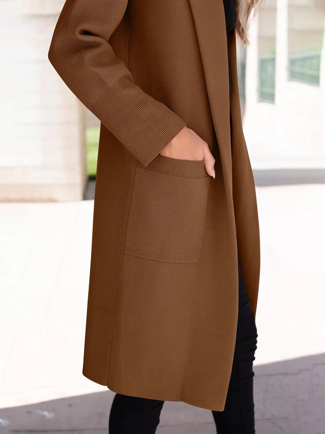 ANRABESS Women Cardigan Sweater Jackets Open Front Thick Knit Oversized Blazer Coatigan 2025 Fall Winter Long Coats Outwear