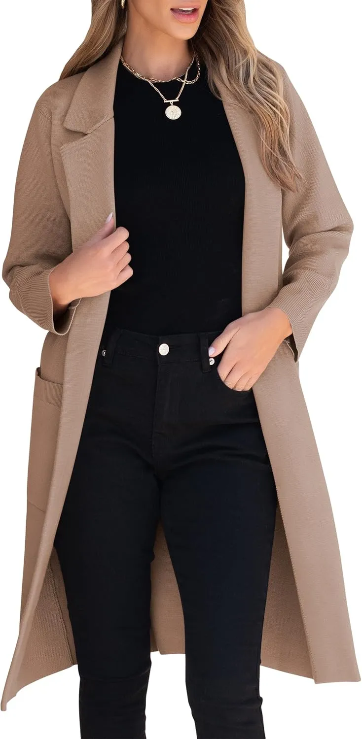 ANRABESS Women Cardigan Sweater Jackets Open Front Thick Knit Oversized Blazer Coatigan 2025 Fall Winter Long Coats Outwear