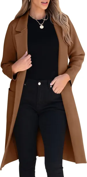 ANRABESS Women Cardigan Sweater Jackets Open Front Thick Knit Oversized Blazer Coatigan 2025 Fall Winter Long Coats Outwear