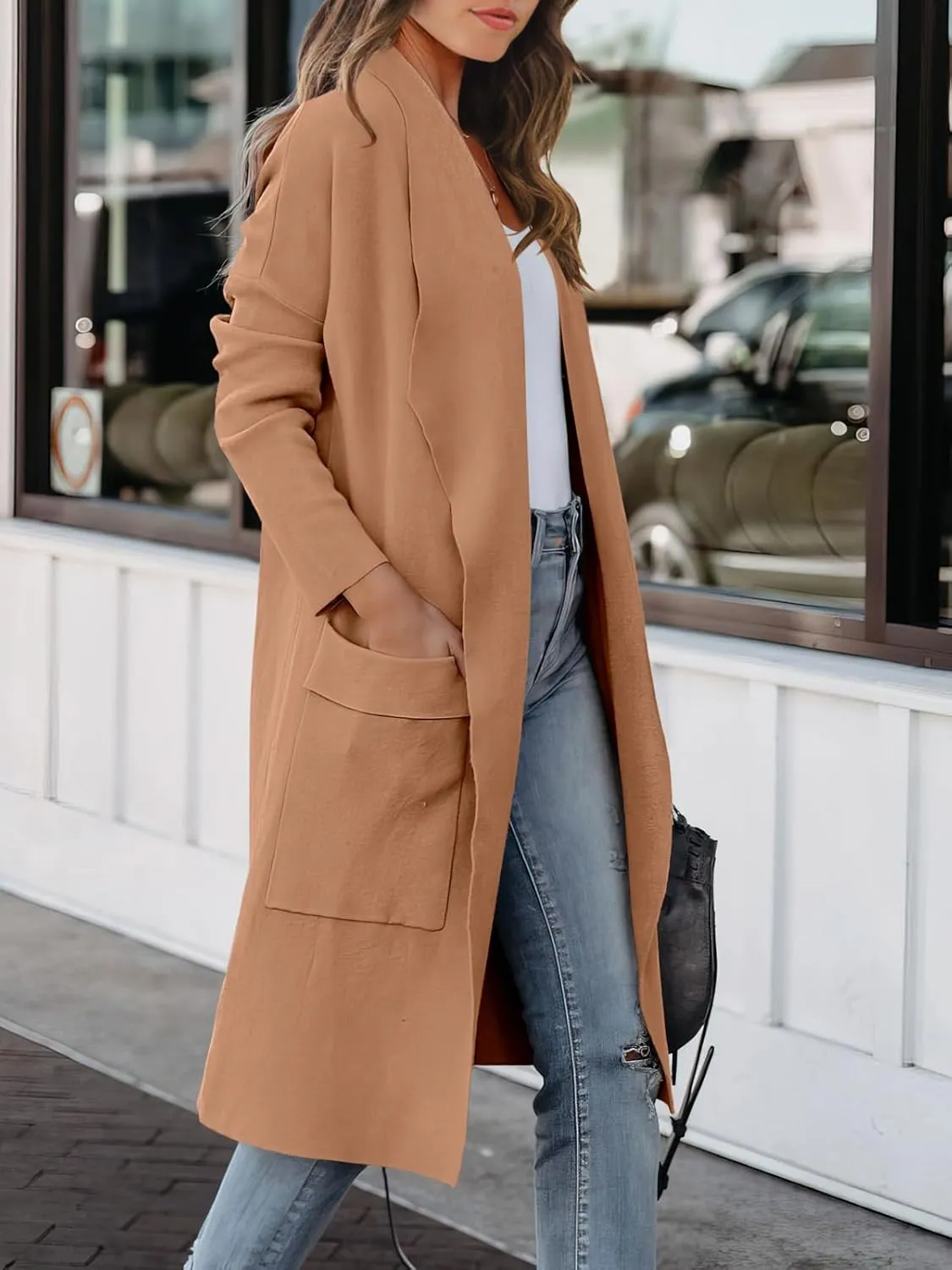 ANRABESS Women's Long Cardigan Sweater 2025 Spring Fashion Casual Oversized Knit Open Front Coatigan Jacket Coat Outfits