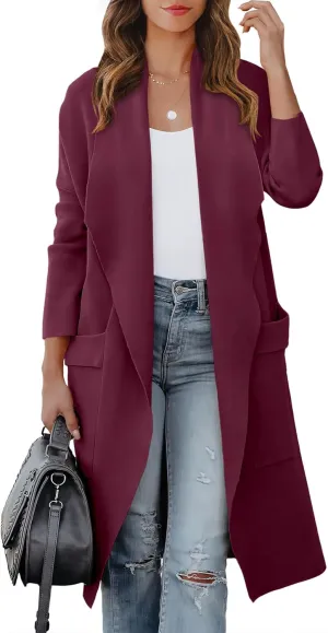 ANRABESS Women's Long Cardigan Sweater 2025 Spring Fashion Casual Oversized Knit Open Front Coatigan Jacket Coat Outfits