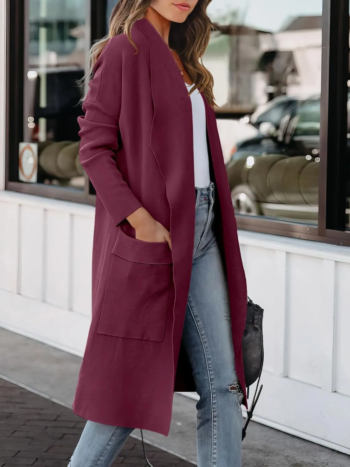 ANRABESS Women's Long Cardigan Sweater 2025 Spring Fashion Casual Oversized Knit Open Front Coatigan Jacket Coat Outfits