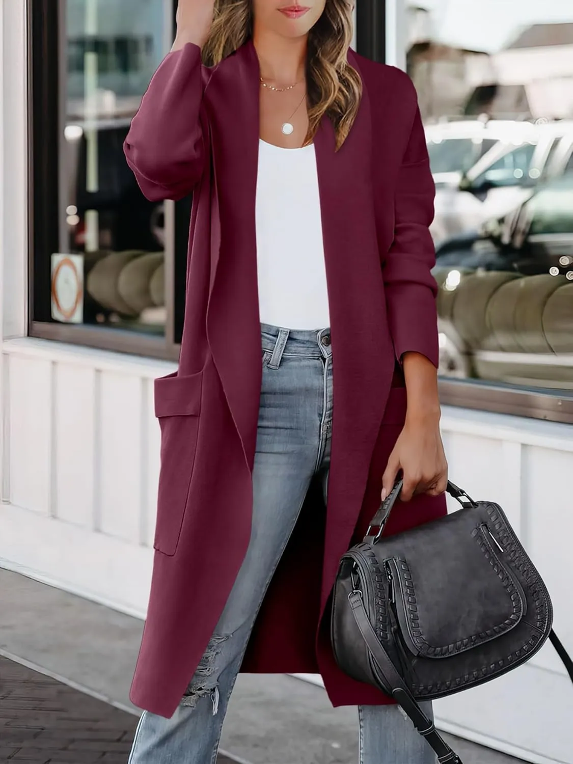 ANRABESS Women's Long Cardigan Sweater 2025 Spring Fashion Casual Oversized Knit Open Front Coatigan Jacket Coat Outfits