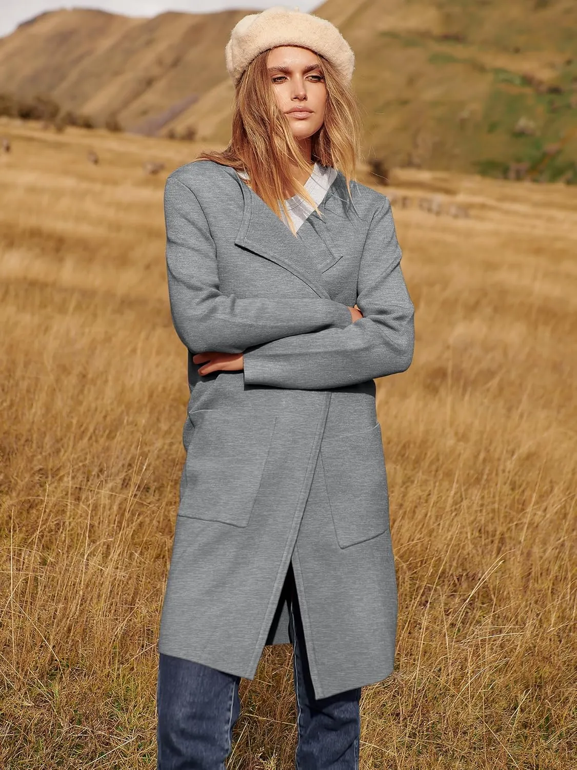 ANRABESS Women's Open Front Knit Lightweight Cardigan Casual Long Coatigan Sweater Lady Jacket Coat 2025 Fall Outerwear