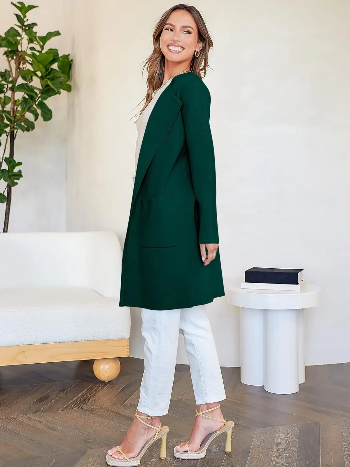 ANRABESS Women's Open Front Knit Lightweight Cardigan Casual Long Coatigan Sweater Lady Jacket Coat 2025 Fall Outerwear