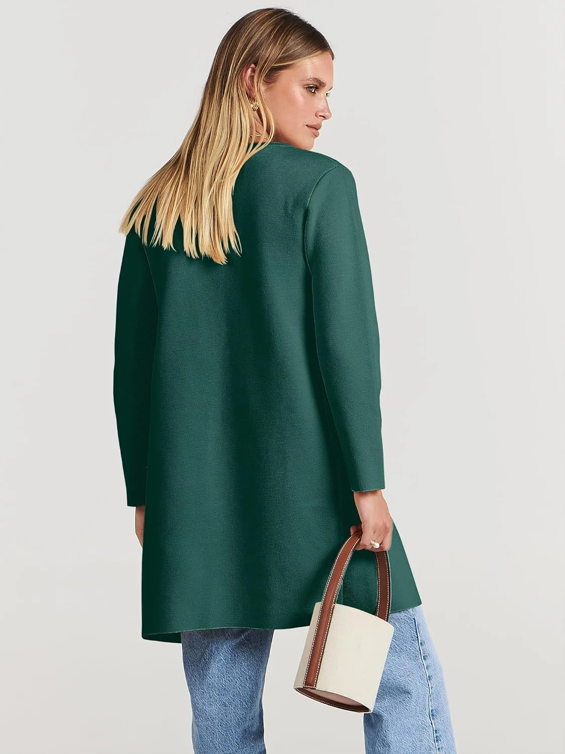 ANRABESS Women's Open Front Knit Lightweight Cardigan Casual Long Coatigan Sweater Lady Jacket Coat 2025 Fall Outerwear