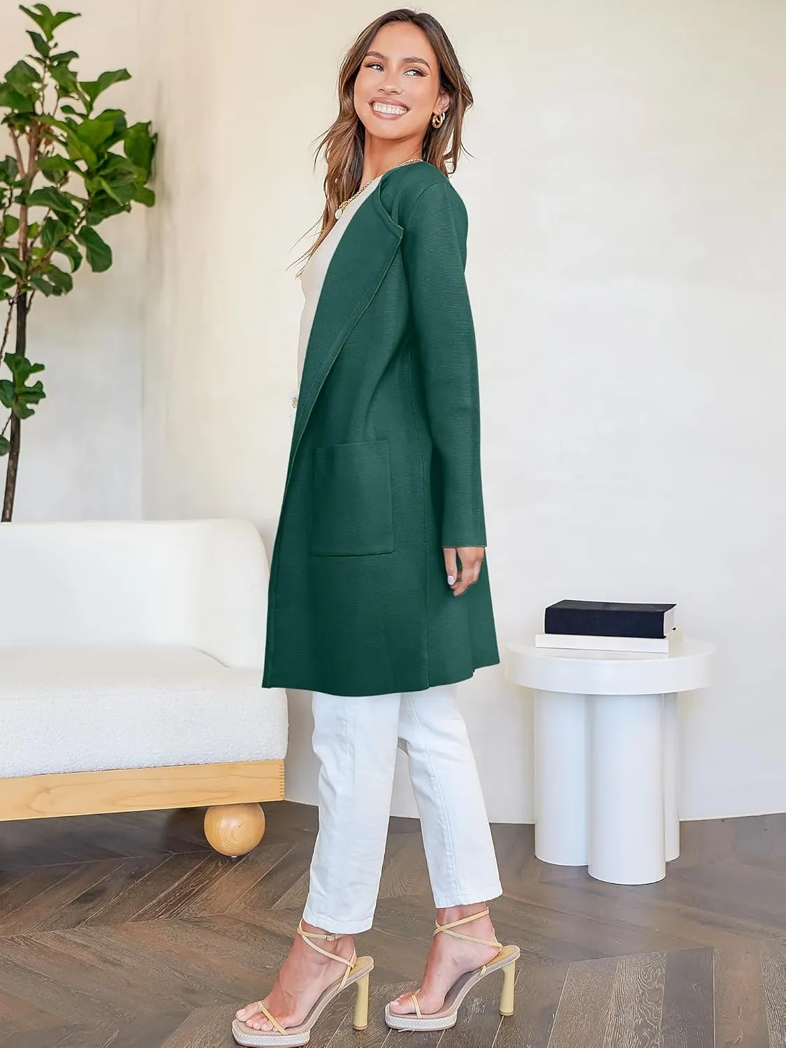 ANRABESS Women's Open Front Knit Lightweight Cardigan Casual Long Coatigan Sweater Lady Jacket Coat 2025 Fall Outerwear