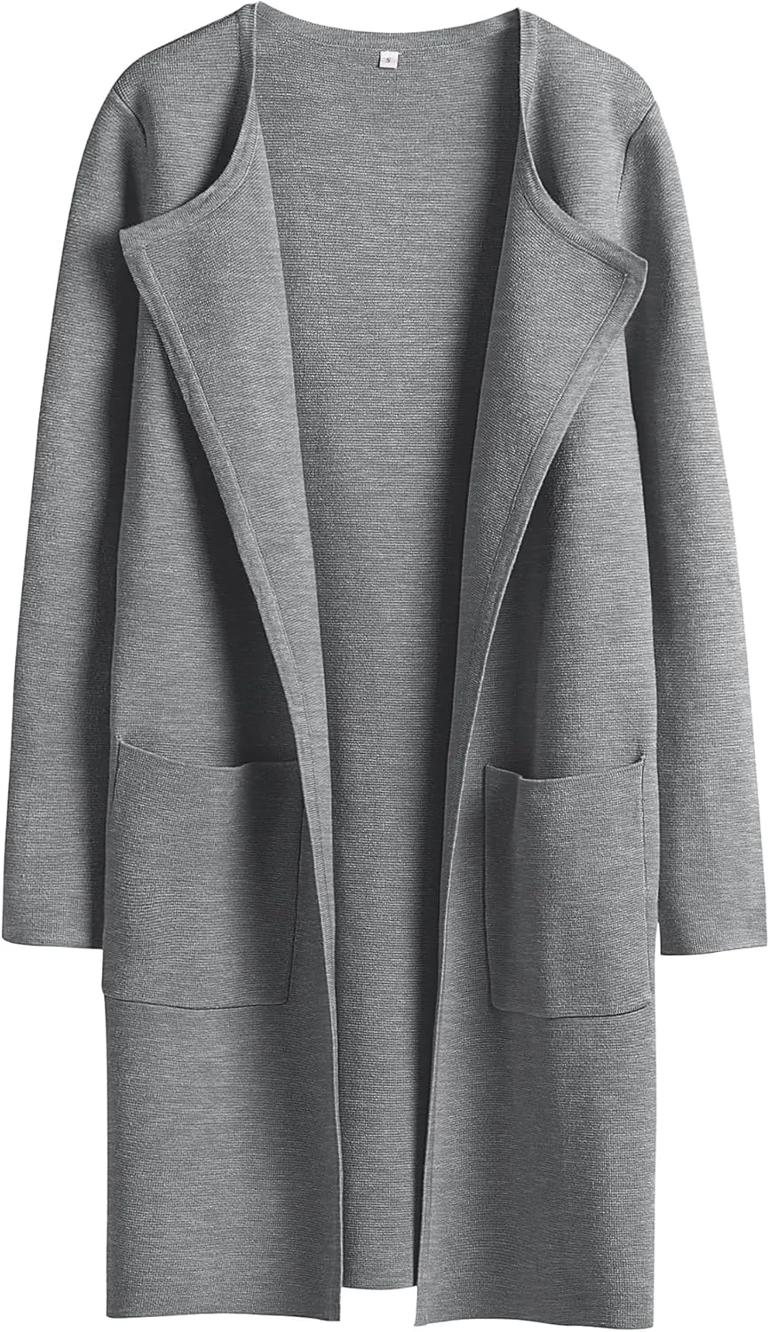 ANRABESS Women's Open Front Knit Lightweight Cardigan Casual Long Coatigan Sweater Lady Jacket Coat 2025 Fall Outerwear