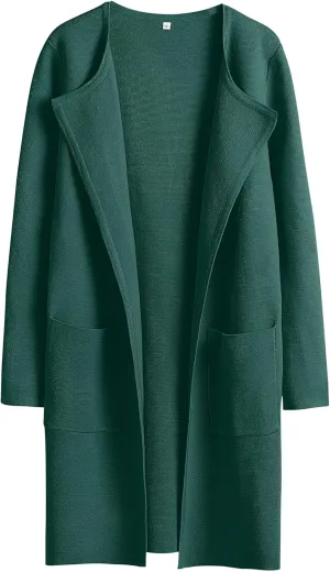 ANRABESS Women's Open Front Knit Lightweight Cardigan Casual Long Coatigan Sweater Lady Jacket Coat 2025 Fall Outerwear