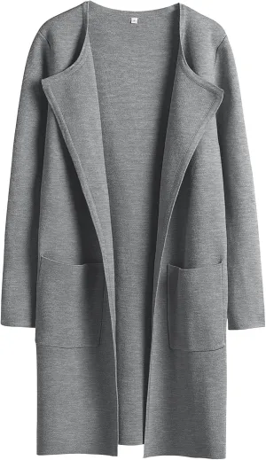 ANRABESS Women's Open Front Knit Lightweight Cardigan Casual Long Coatigan Sweater Lady Jacket Coat 2025 Fall Outerwear