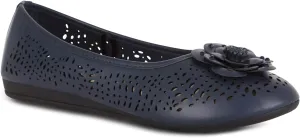 Antwerp Womens Flats Slip-On Shoes Comfortable with Memory Foam Eyelet Details & Rose Ornament
