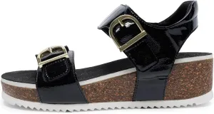 ARA Women's Nova Buckle Sandal, Black Patent Leather - 36 M(US)