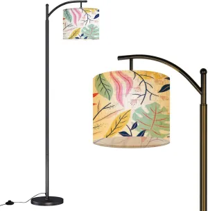 Arc Floor Lamps Flat Abstract Floral Modern LED Adjustable Lampshade Standing Light for Living Room Reading Bedroom Office