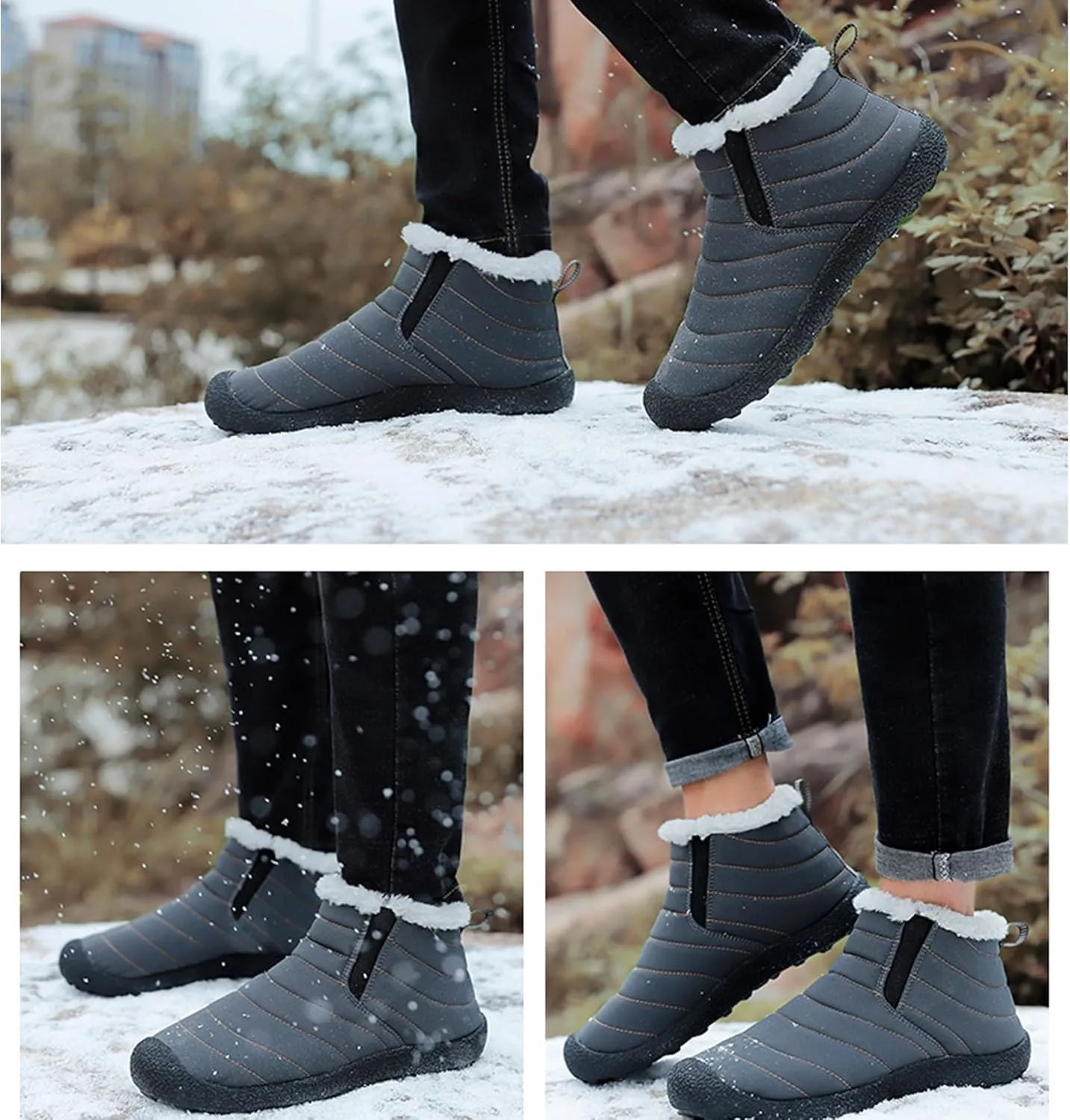 Asifn Mens Women Lightweight Bootie Slippers with Memory Foam Indoor Outdoor Warm House Shoes Waterproof Sport Lounge Camping Boots