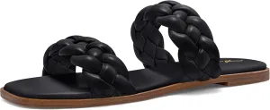 Athlefit Women's Square Open Toe Braided Sandals Slip On Low Block Heel Slide Sandals