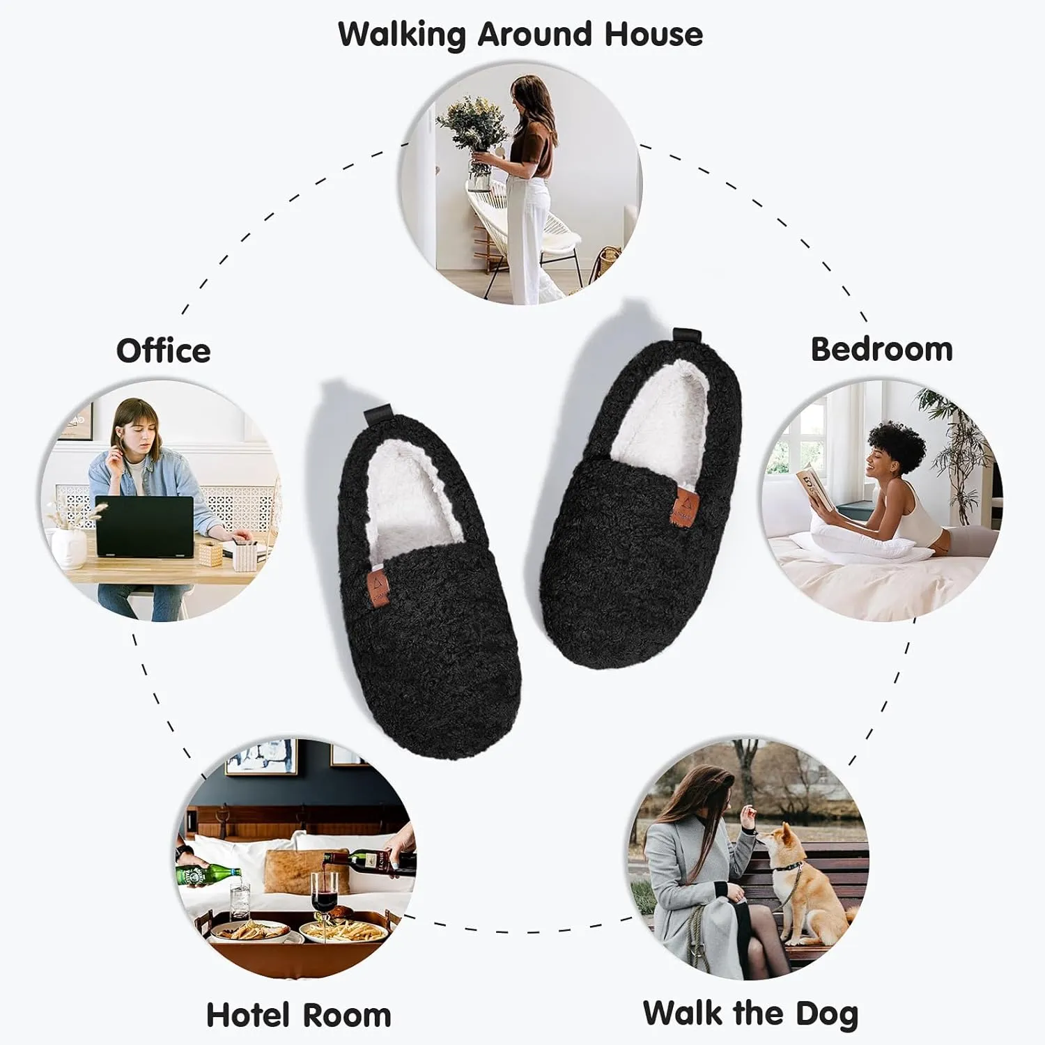 ATHMILE Women's Slippers Fuzzy Curly House Slippers Memory Foam Loafer with Polar Fleece Lining Indoor Outdoor
