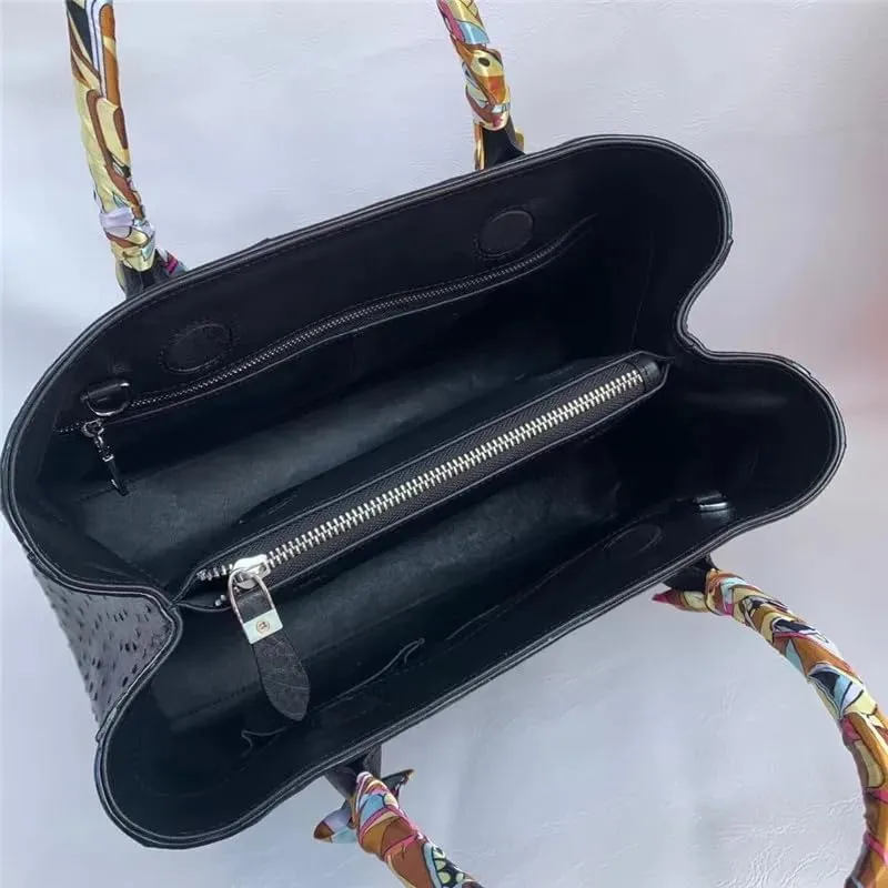 Authentic Real True Ostrich Skin Women's Totes Female Handbag Genuine Exotic Leather Lady Working Purse Large Shoulder Bag