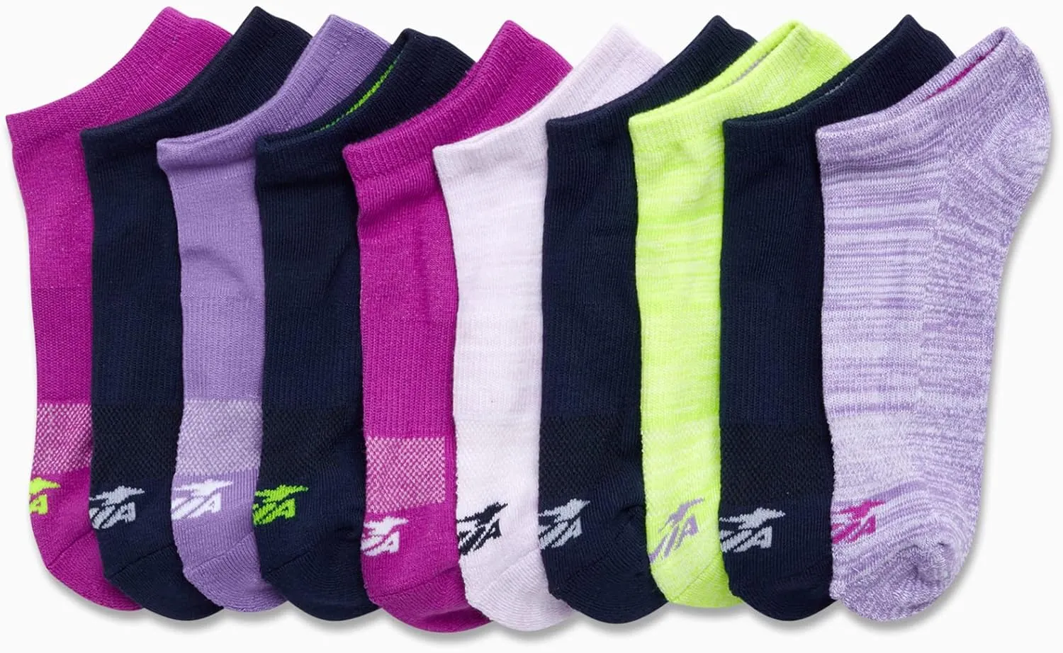 Avia Women's Athletic No Show Socks - 10 Pack Performance Stretch Cushioned Low Cut Socks for Running and Workout (4-12)