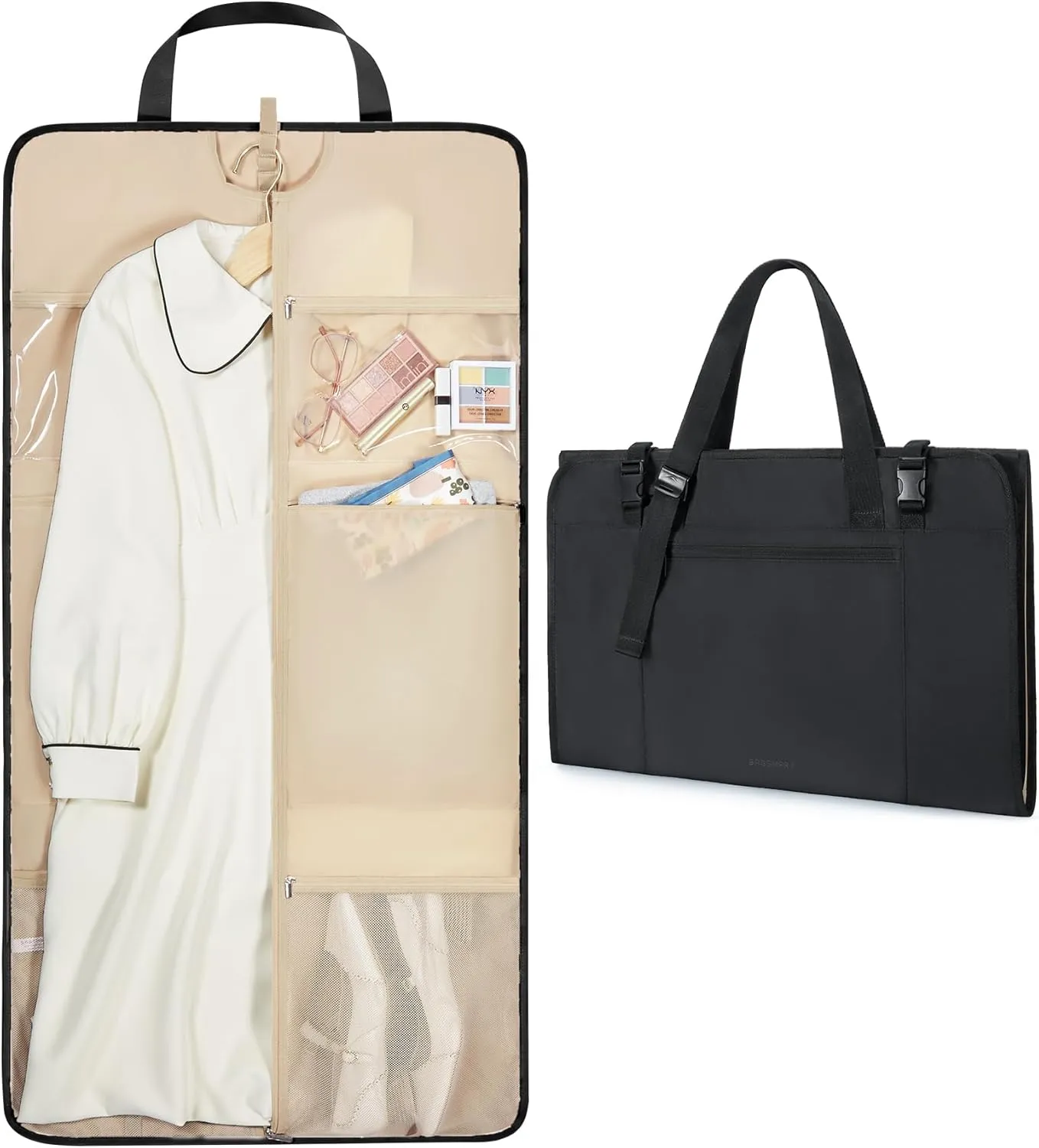 BAGSMART Garment Bags for Travel Foldable Carry on Suit Carrier for Hanging Clothes Stylish Dress Carrier Large Convertible Weekender Garment Bags for Women Men