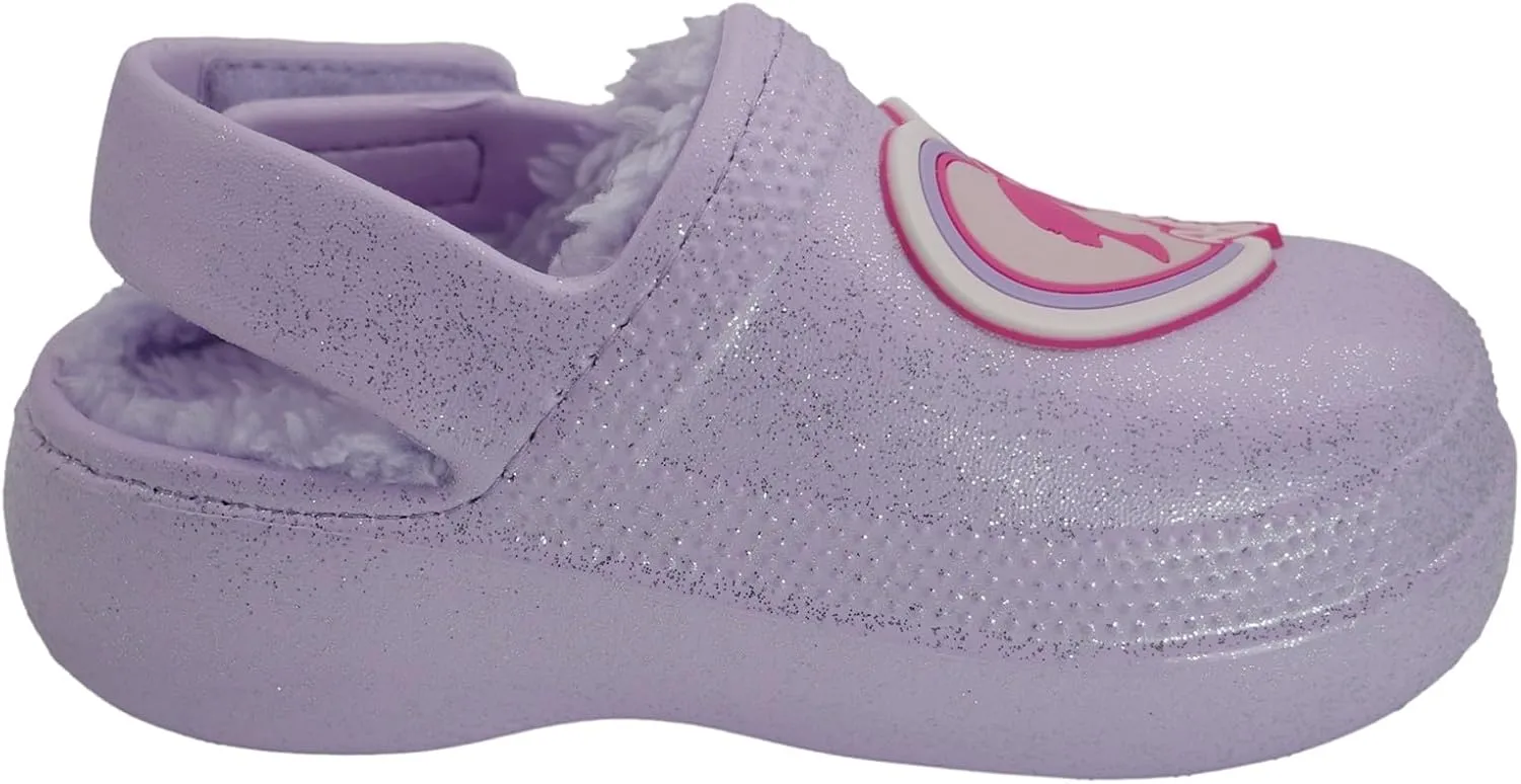 Barbie Toddler Girls' Faux Fur Lined Clogs with Adjustable Strap – Comfortable, Cozy, and Stylish Slip-On Shoes