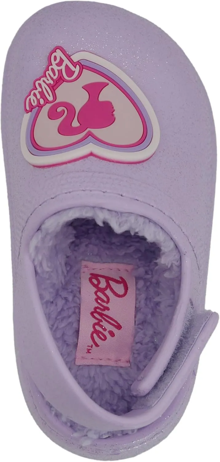 Barbie Toddler Girls' Faux Fur Lined Clogs with Adjustable Strap – Comfortable, Cozy, and Stylish Slip-On Shoes