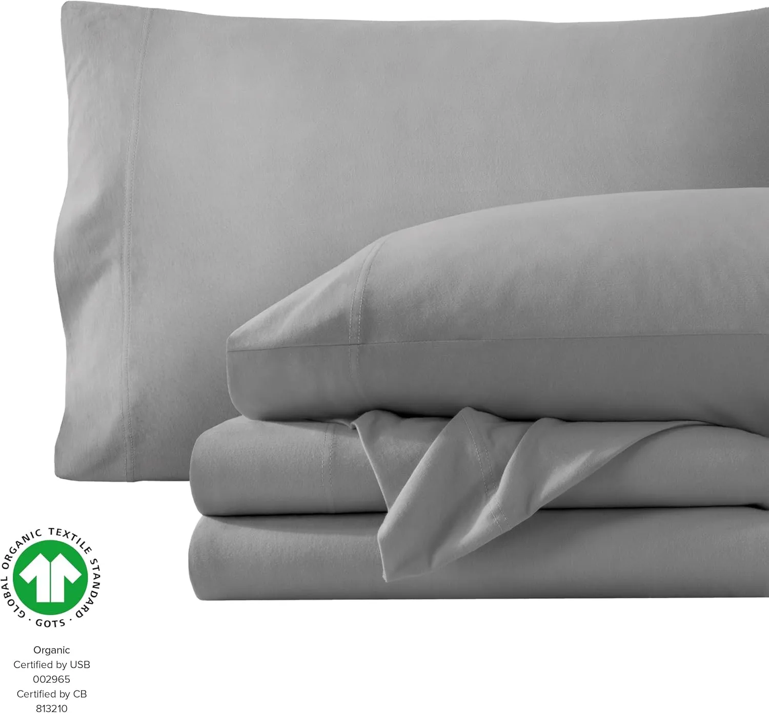Bare Home 100% Organic Cotton Jersey Sheet Set, Ultra Soft, 100% Cotton - Sheet Set & Pillowcase - Deep Pocket Bed Sheets (Full, Light Grey)