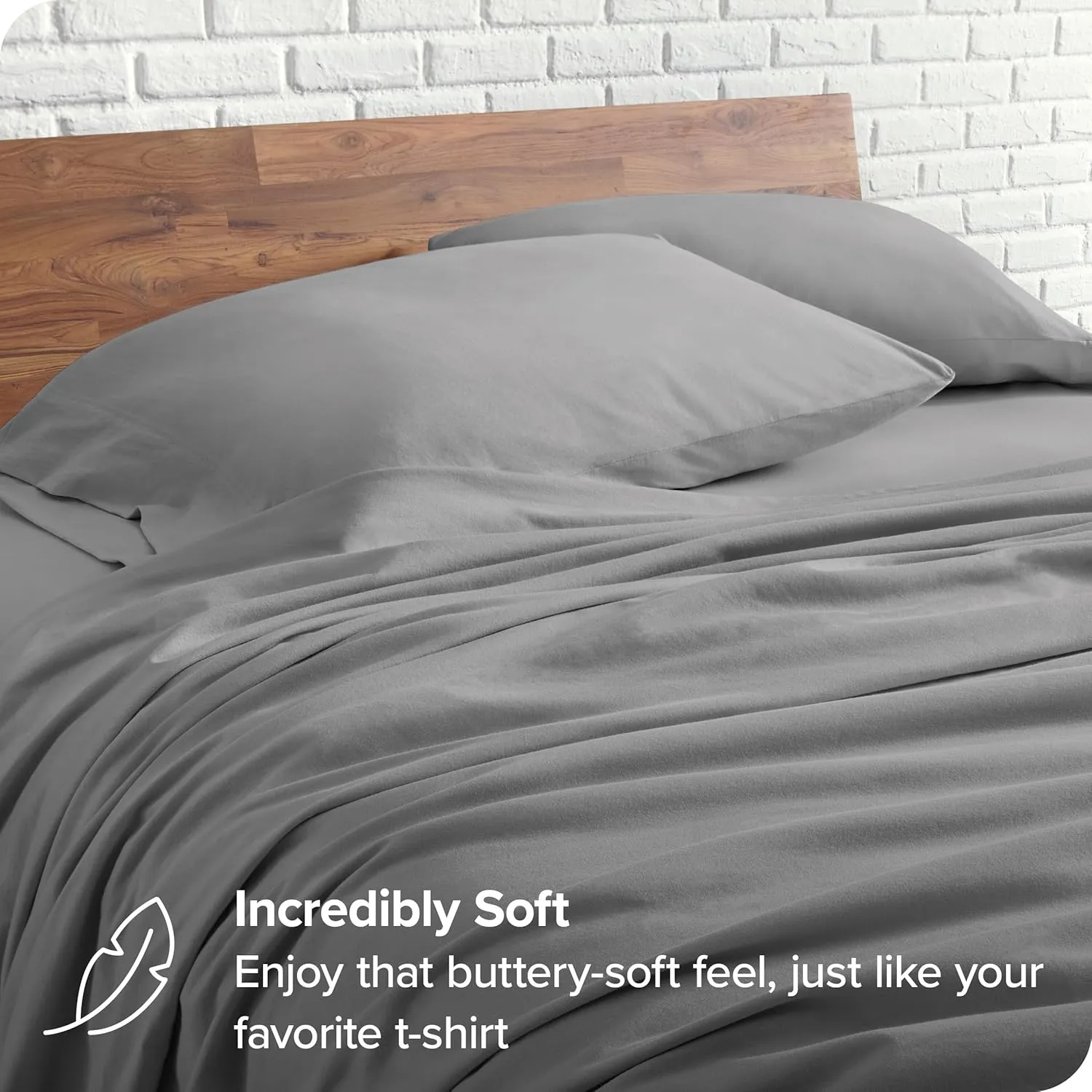 Bare Home 100% Organic Cotton Jersey Sheet Set, Ultra Soft, 100% Cotton - Sheet Set & Pillowcase - Deep Pocket Bed Sheets (Full, Light Grey)