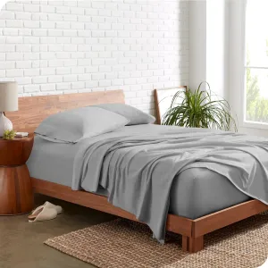 Bare Home 100% Organic Cotton Jersey Sheet Set, Ultra Soft, 100% Cotton - Sheet Set & Pillowcase - Deep Pocket Bed Sheets (Full, Light Grey)