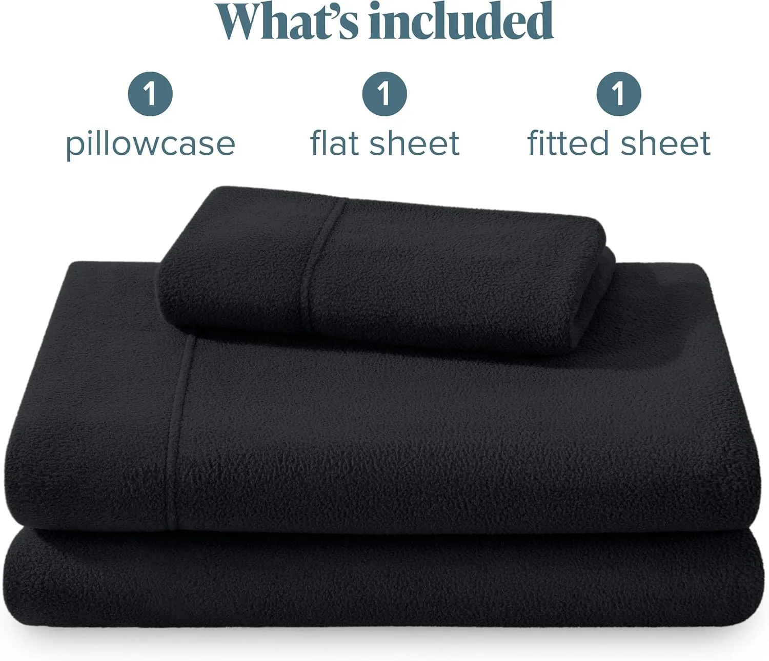 Bare Home Super Soft Fleece Sheet Set - Twin Size - Extra Plush Polar Fleece, No-Pilling Bed Sheets - All Season Cozy Warmth (Twin, Black)