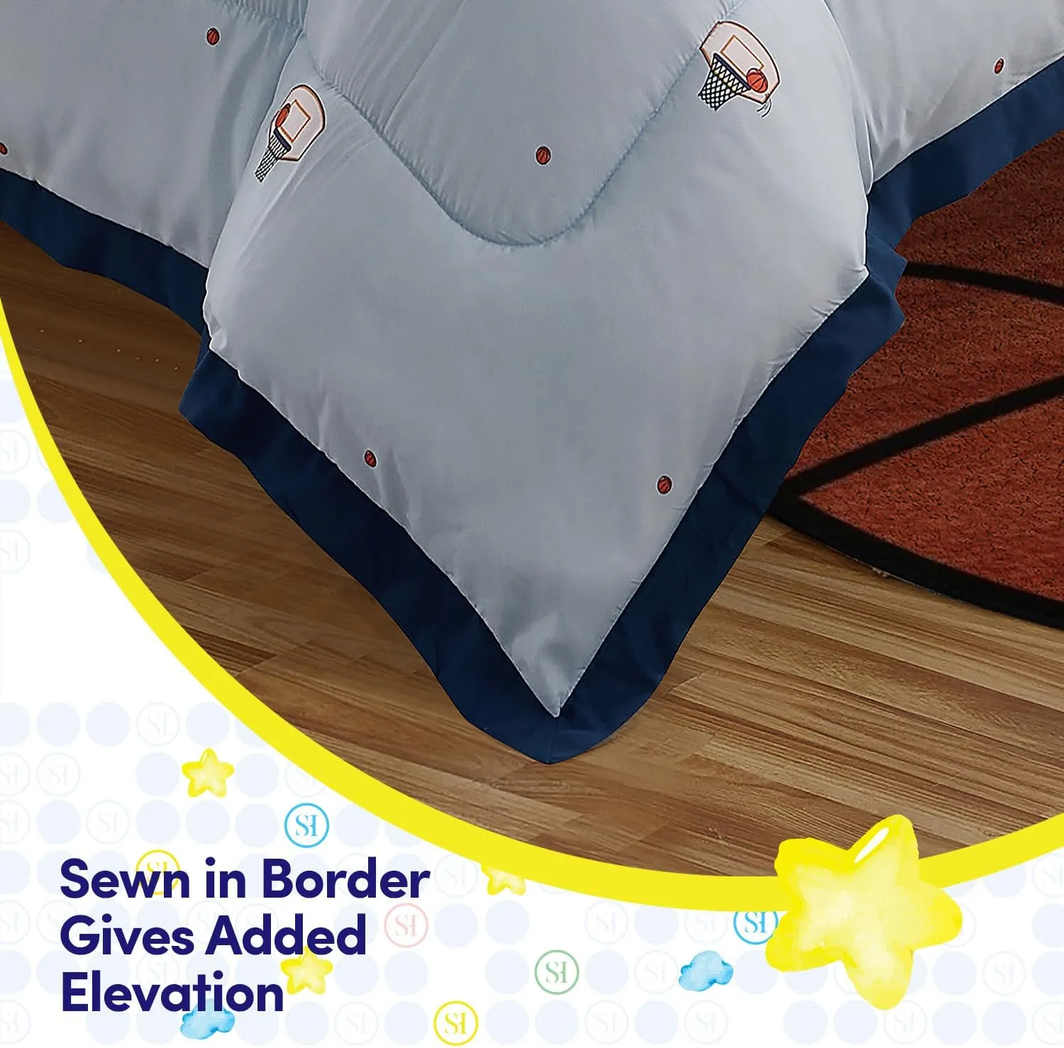 Basketball Comforter Set Full Size – Bed in a Bag with Sheets, Pillowcases & Shams – Soft Stylish Sports Bedding – All Season Boys Basketball Bed Set