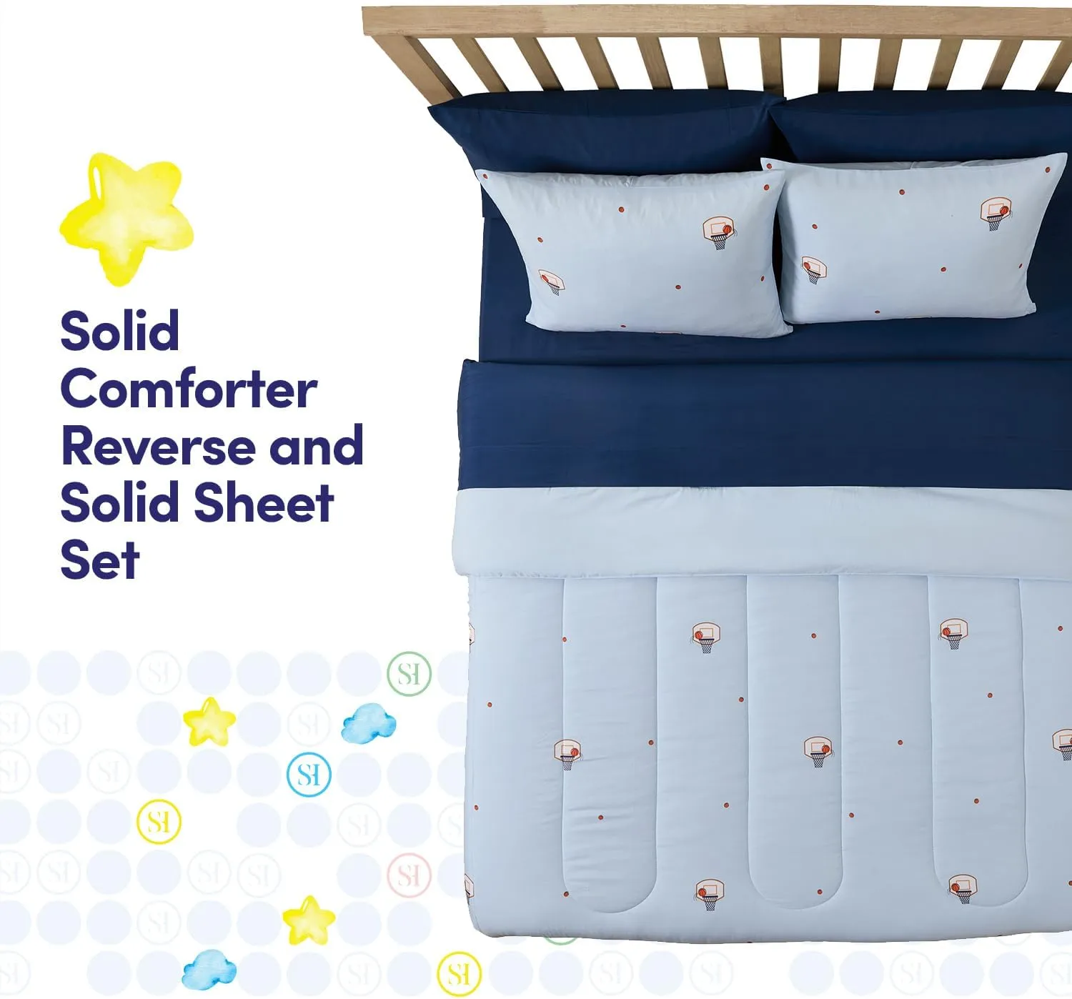 Basketball Comforter Set Full Size – Bed in a Bag with Sheets, Pillowcases & Shams – Soft Stylish Sports Bedding – All Season Boys Basketball Bed Set