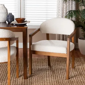 Baxton Studio Biana Boucle Dining Chair – Modern Upholstered Accent Armchair, Cream, Minimalist Design