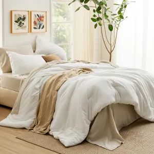 Bedsure King Size Comforter Set - 7 Pieces White King Bedding Set for All Seasons, Boho Contrasting Design Bed in a Bag with Comforter, Sheets, Pillowcases & Shams