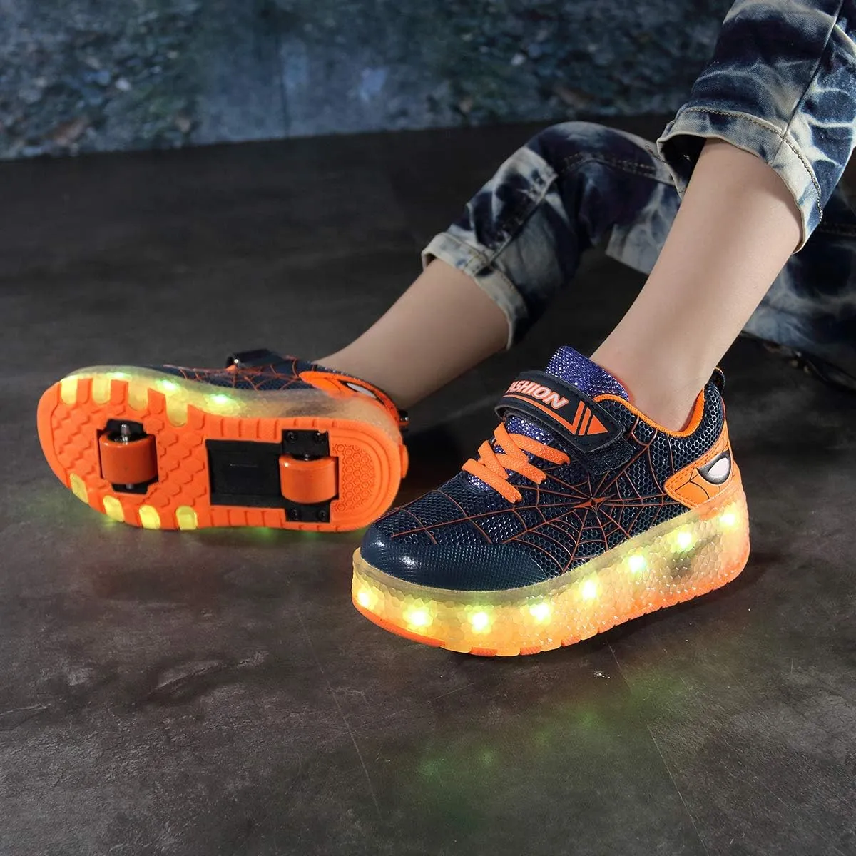 BFOEL Rechargeable Roller Shoes for Boys Girls Age 6-14 with LED Light-Up Kids Sneakers for Outdoor Play, Birthday