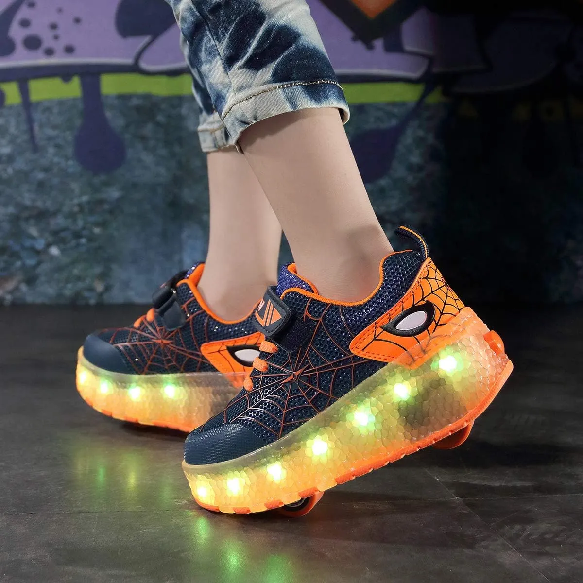 BFOEL Rechargeable Roller Shoes for Boys Girls Age 6-14 with LED Light-Up Kids Sneakers for Outdoor Play, Birthday