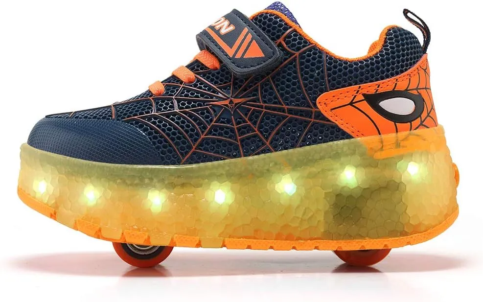 BFOEL Rechargeable Roller Shoes for Boys Girls Age 6-14 with LED Light-Up Kids Sneakers for Outdoor Play, Birthday