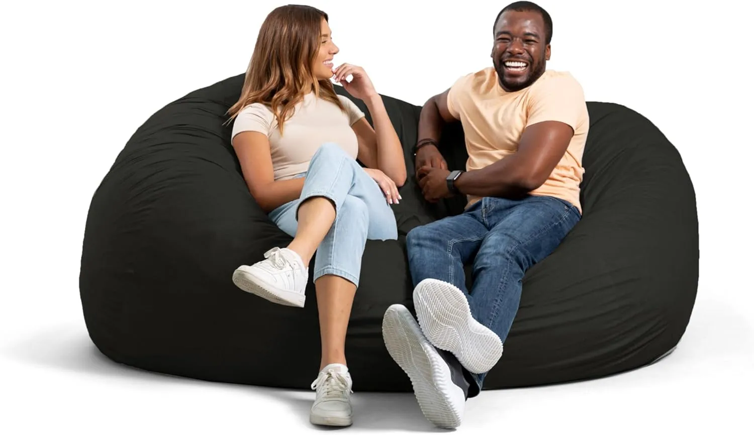 Big Joe Fuf XXL Foam Filled Bean Bag Chair with Removable Cover, Black Lenox, 6 feet Giant