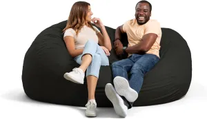 Big Joe Fuf XXL Foam Filled Bean Bag Chair with Removable Cover, Black Lenox, 6 feet Giant